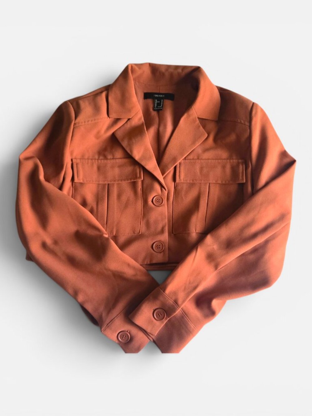 Forever 21 Womens Cropped Pocket Blazer | Rust/Orange | Size M